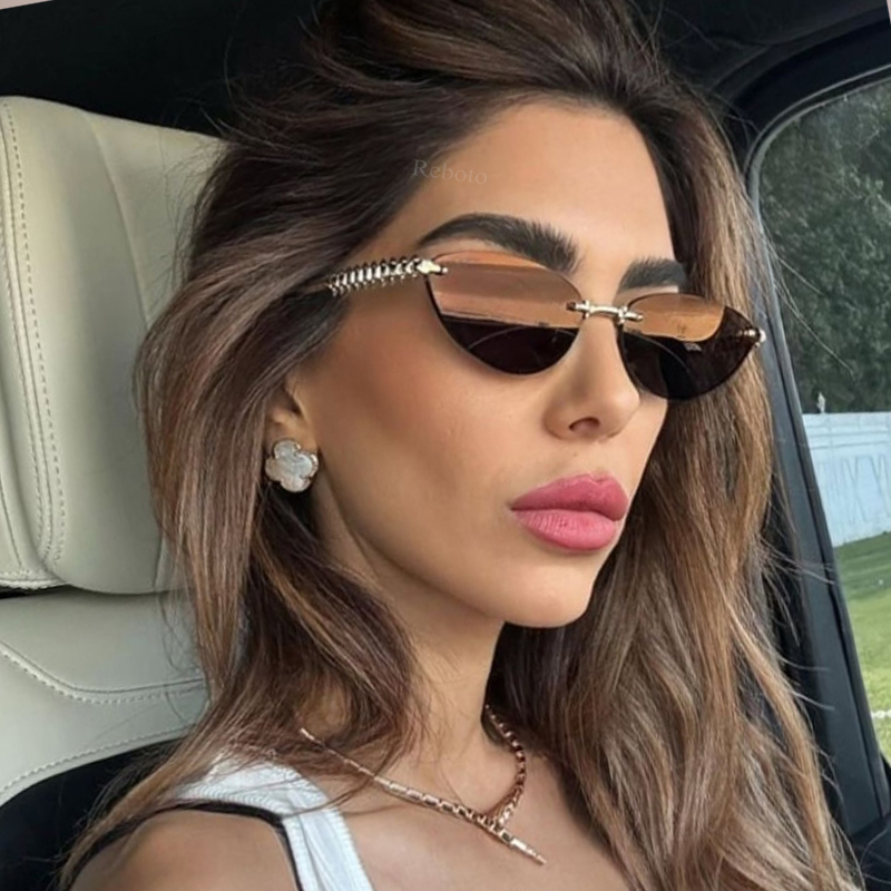 Sunglasses Cat Eye - Neue Cat-Eye-Sonnenbrille ohne Rand mit Nieten