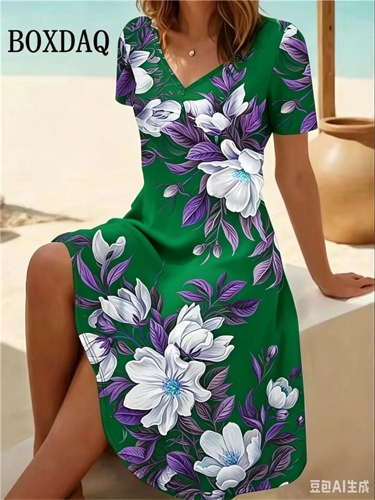 Romper Floral Print - 6XL Übergröße Damenkleider Sommer Strand Lässiges