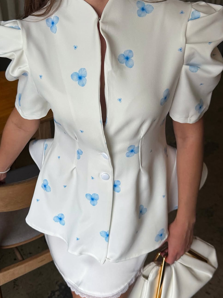 Romper Floral Print - Elegante Satin-Bluse mit Blumenmuster für Damen,