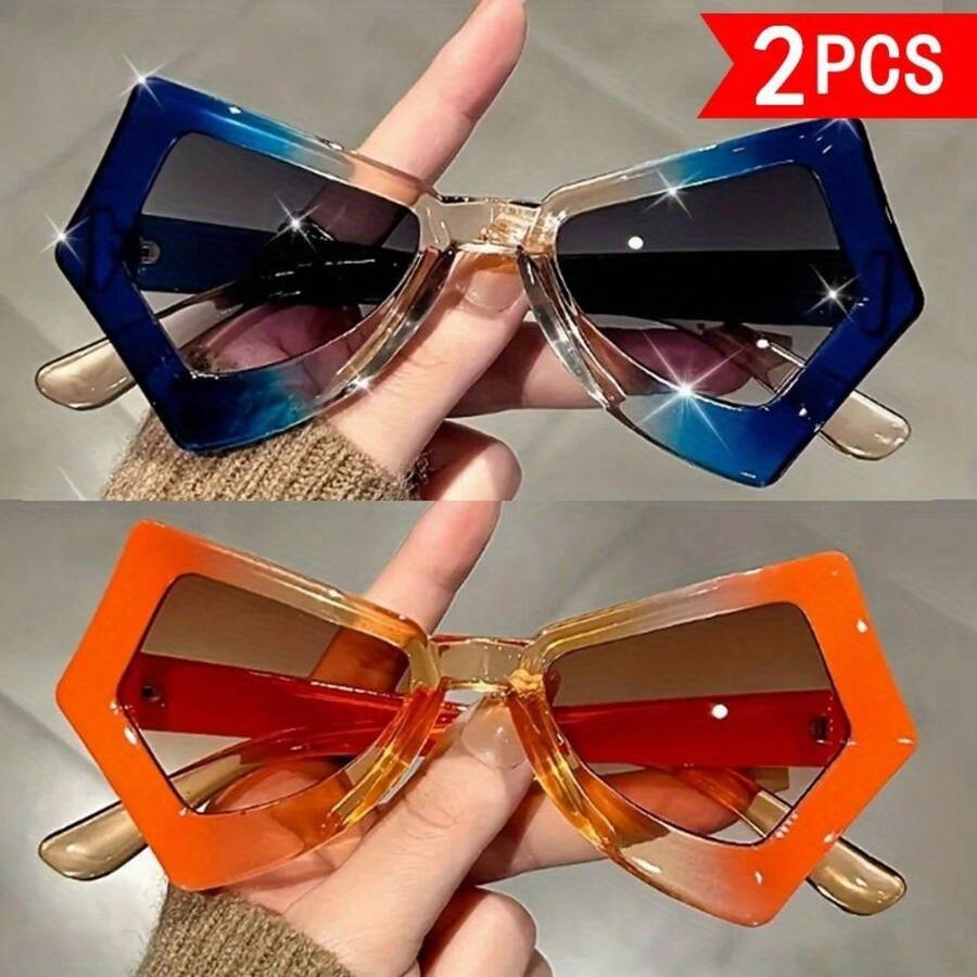 Sunglasses Cat Eye - Zweiteiliges Set, unregelmäßige Farben, einzigartiger Schmetterlingsrahmen