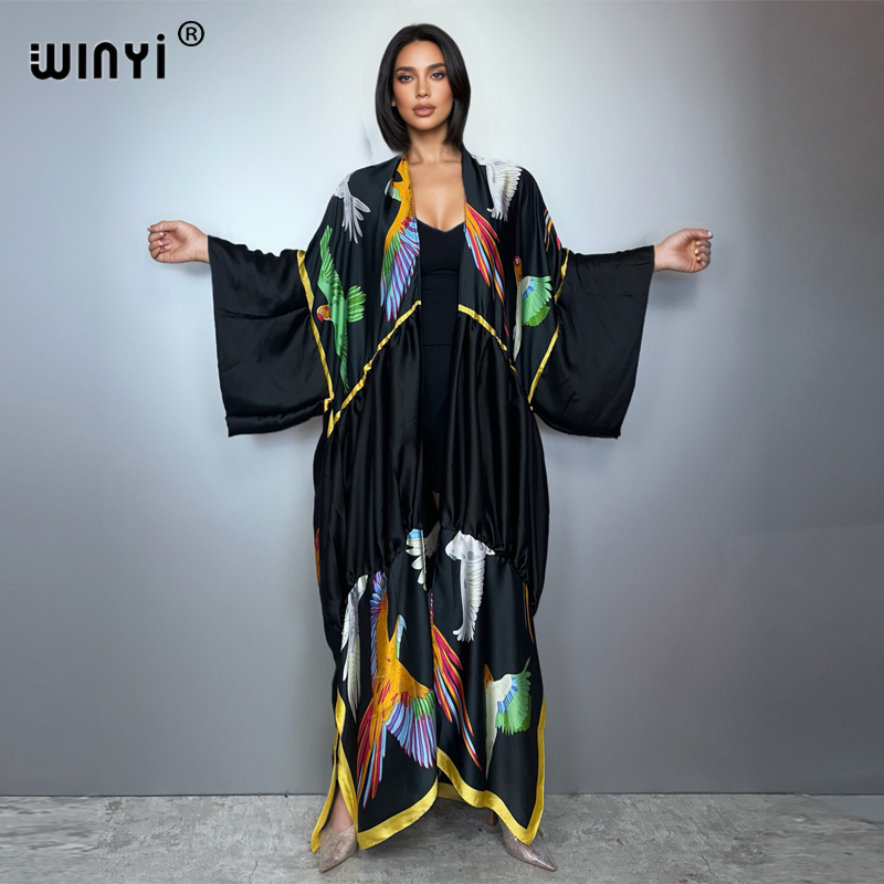 Cover Up Kaftan - WINYI Print Boho Kimono Maxi Strandkleidung