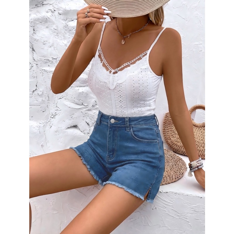 Shorts Denim Frayed - Damen High-Waist Denim-Shorts 2026 Sommer Neu
