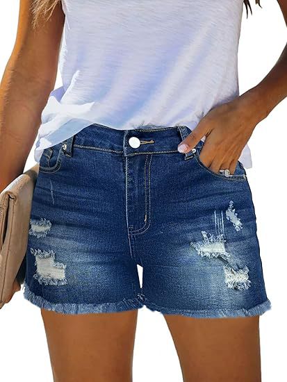 Shorts Denim Frayed - Lässige Vintage-Jeansshorts mit Hoher Taille, Zerrissen