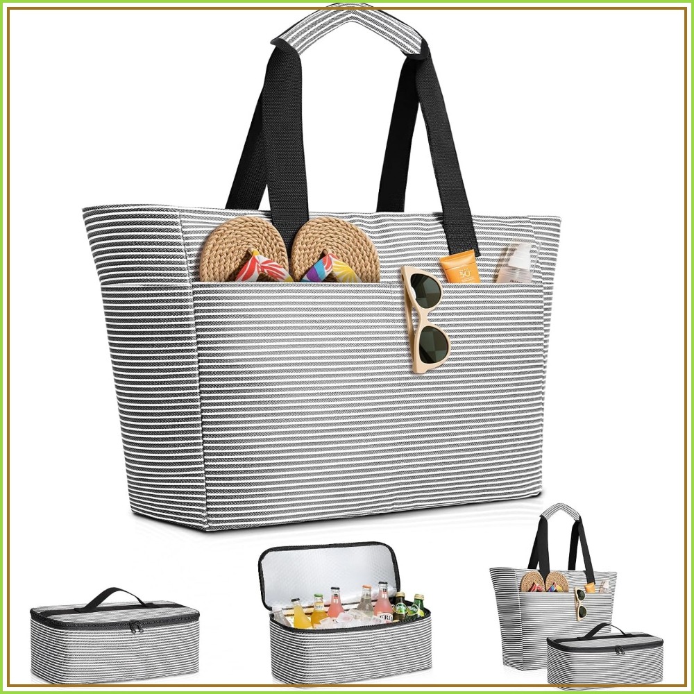 Tote Bag Beach - 45L Wasserdichte Strandtasche und Kühltaschen-Set, XXL
