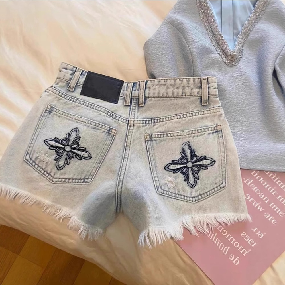 Shorts Denim Frayed - 2026 Sommer Vintage Washed Jeans-Shorts mit