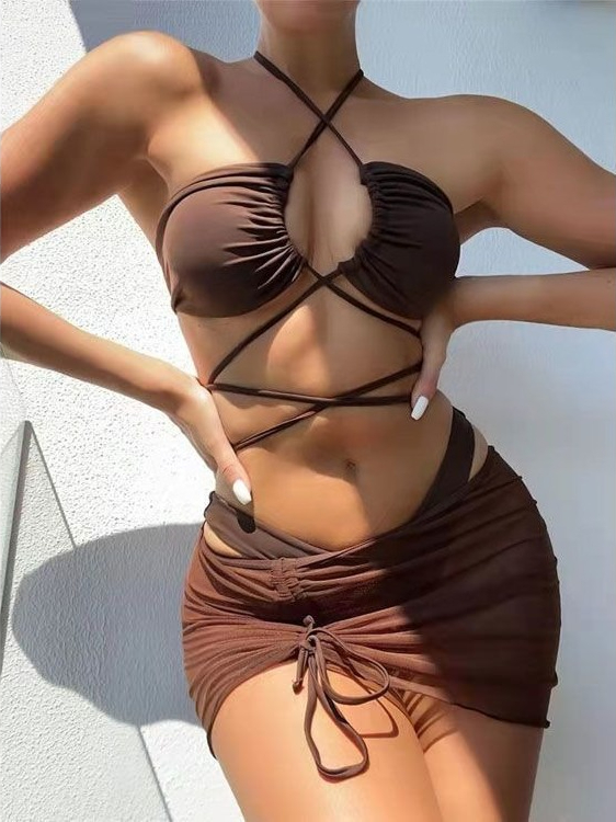 Swimsuit Bikini Ruched - Damen High-Waist Split Bikini 2026 Neuer
