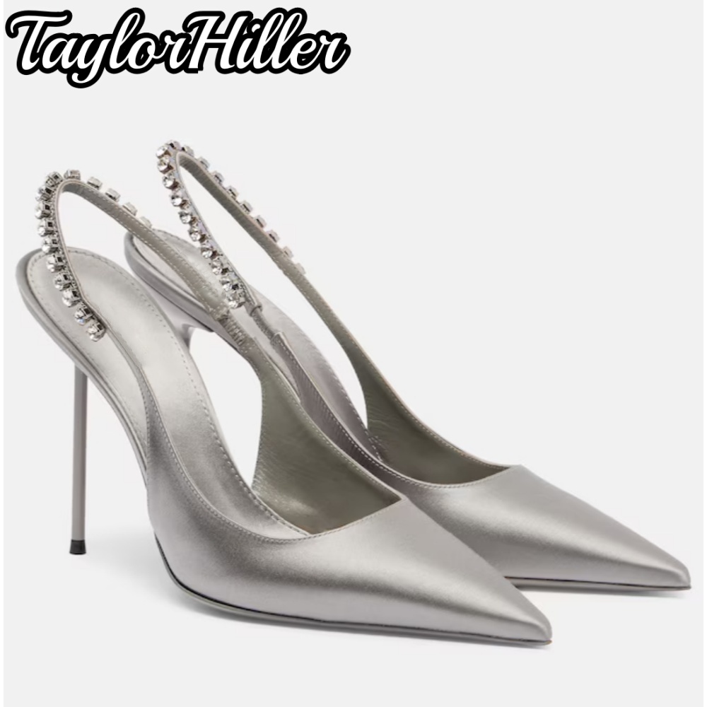 Sandal Strappy Heeled - Luxuriöse Riemchen-Sandalen mit Strass-Verzierung, Ungewöhnlicher Stil,