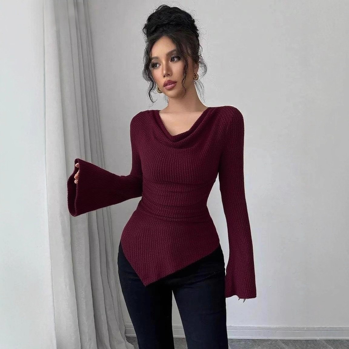 Damen-Bluse mit Langen Ärmeln, – Blouse Off Shoulder Bewertung und Preis