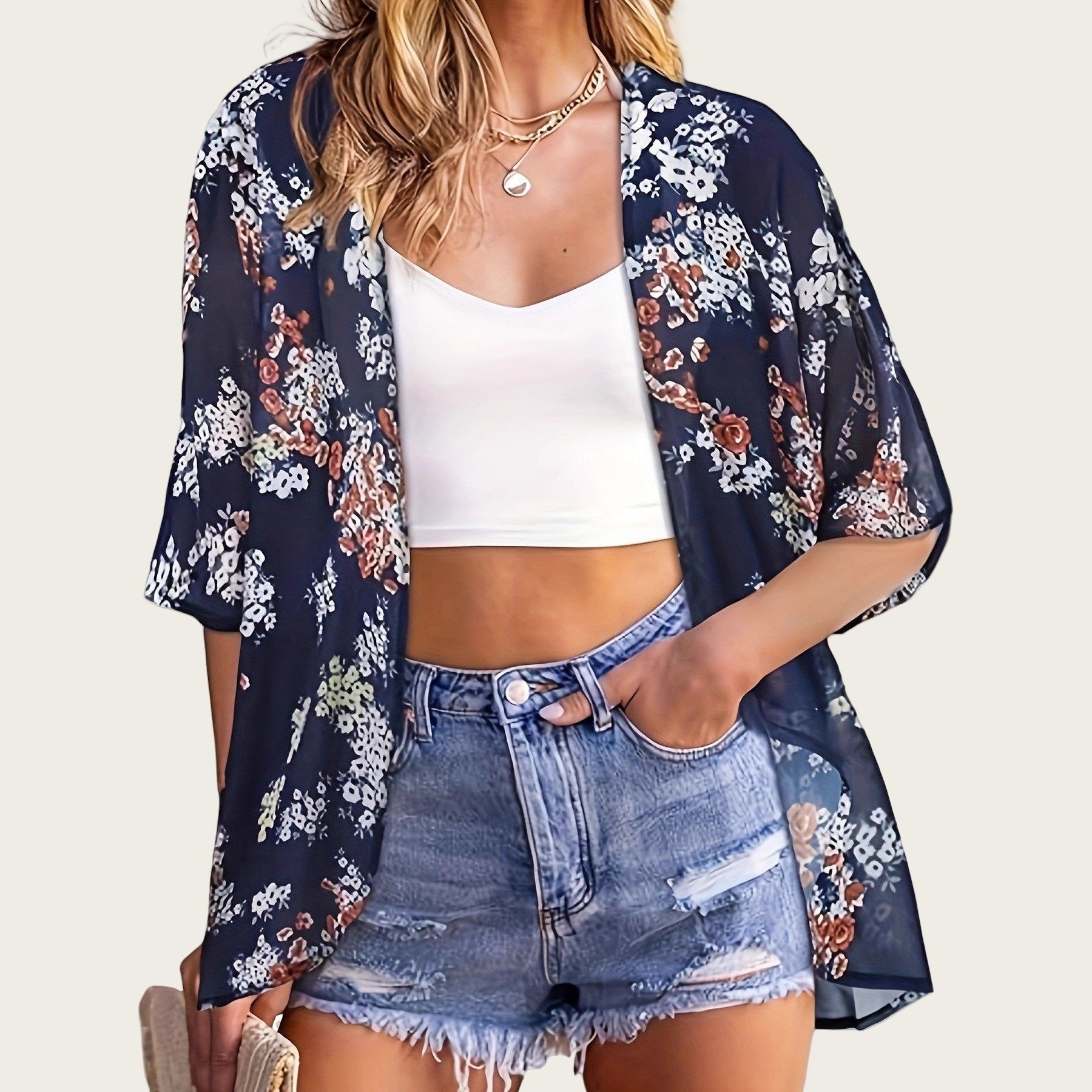 Badeanzug Frau 2025, Kimono-St – Kimono Sheer Floral Bewertung und Preis