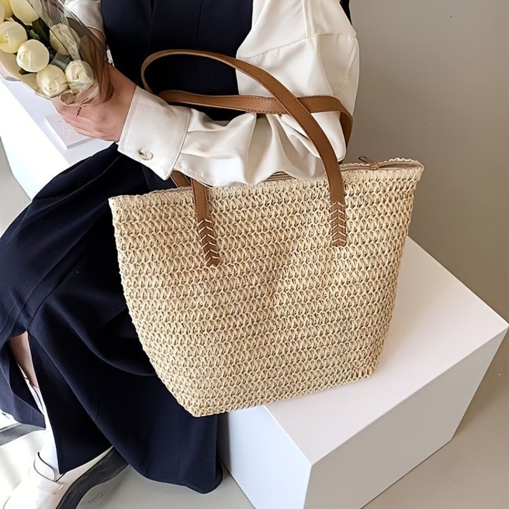 Modische Einfarbige Gewebte St – Tote Bag Beach Bewertung und Preis