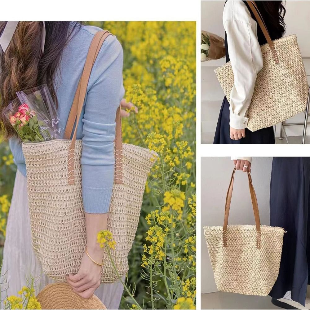 Modische Einfarbige Gewebte St – Tote Bag Beach Bewertung und Preis
