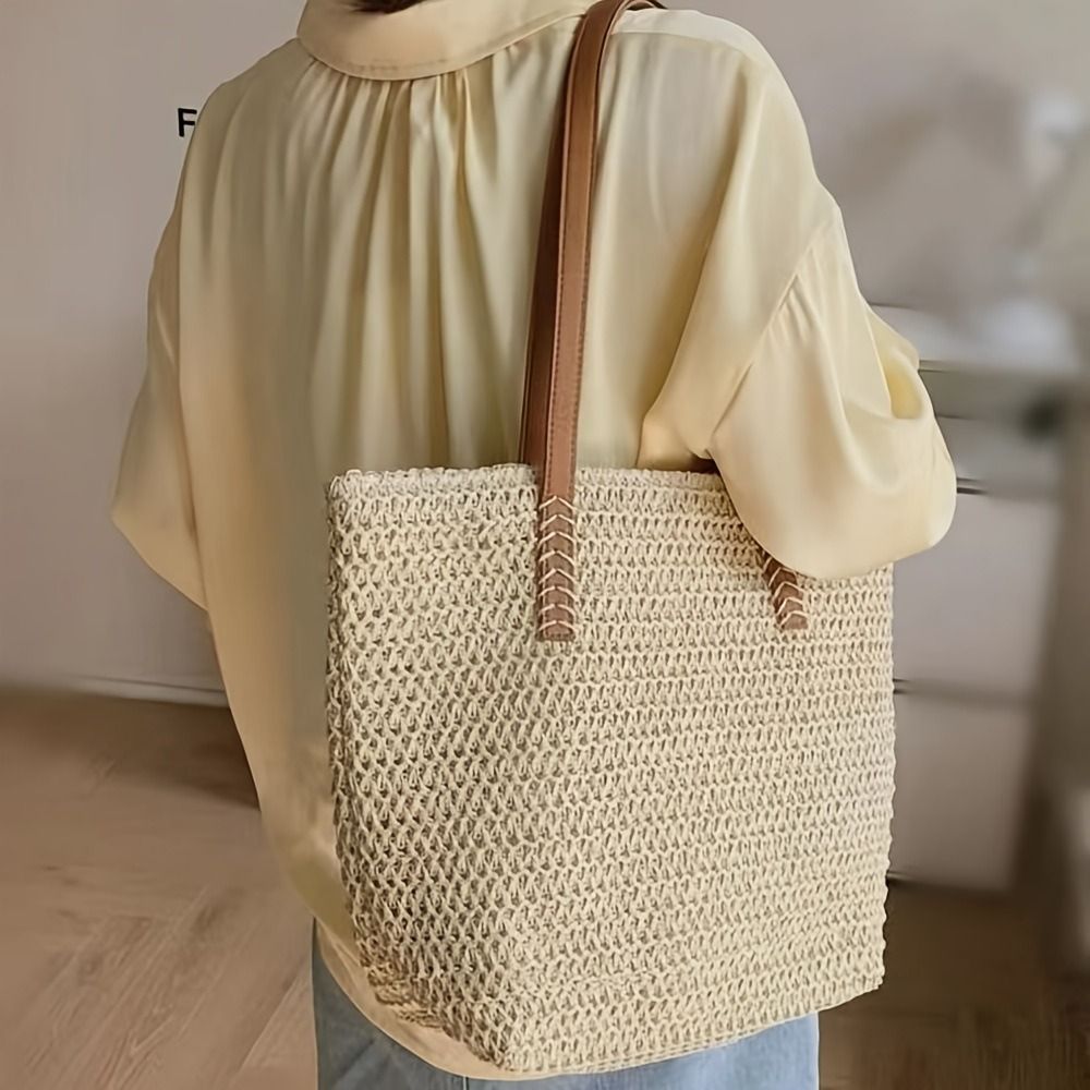 Modische Einfarbige Gewebte St – Tote Bag Beach Bewertung und Preis