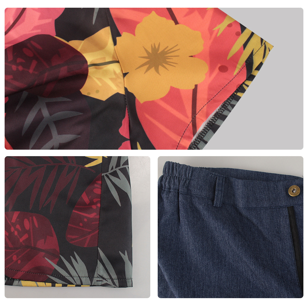 Herren-Set mit tropischem Blum – Shorts Denim Frayed Bewertung und Preis