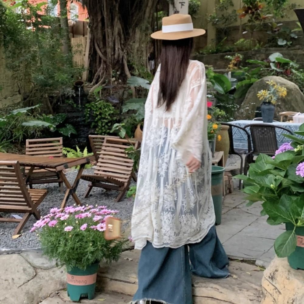 Leichte Spitzenbluse mit Schnü – Kimono Sheer Floral Bewertung und Preis