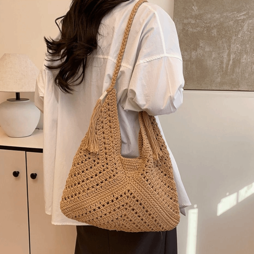 Sommerliche Boho-Strick-Schult – Tote Bag Beach Bewertung und Preis