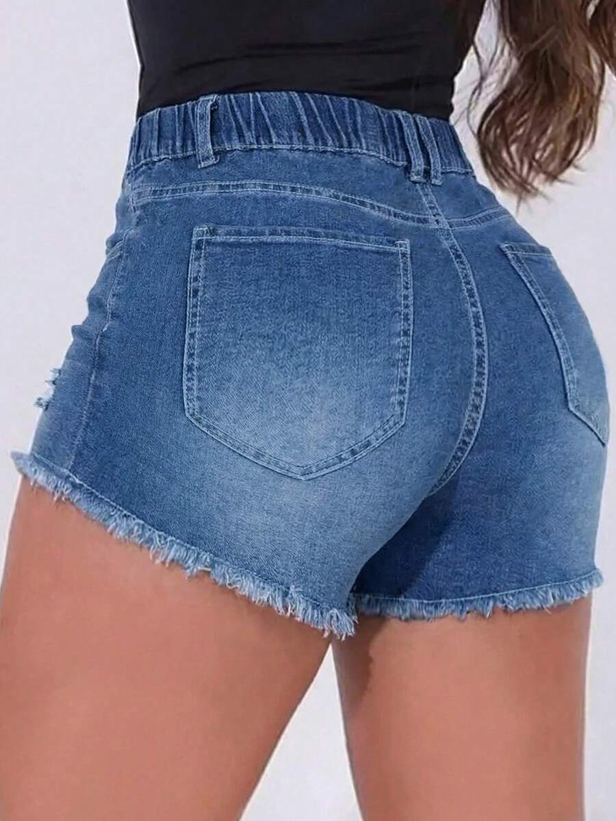 Damen-Jeansshorts mit elastisc – Shorts Denim Frayed Bewertung und Preis
