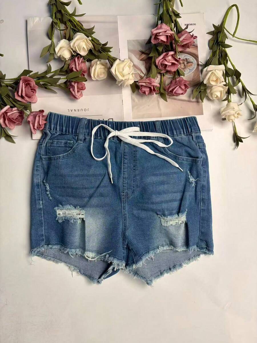 Damen-Jeansshorts mit elastisc – Shorts Denim Frayed Bewertung und Preis