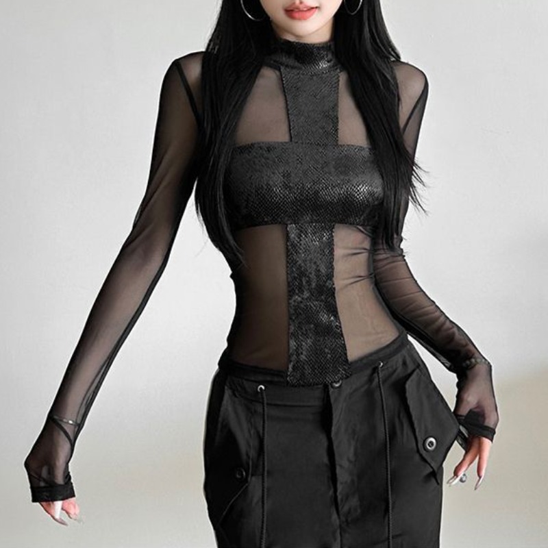 Amerikanischen Stil Mesh Langa – Blouse Off Shoulder Bewertung und Preis