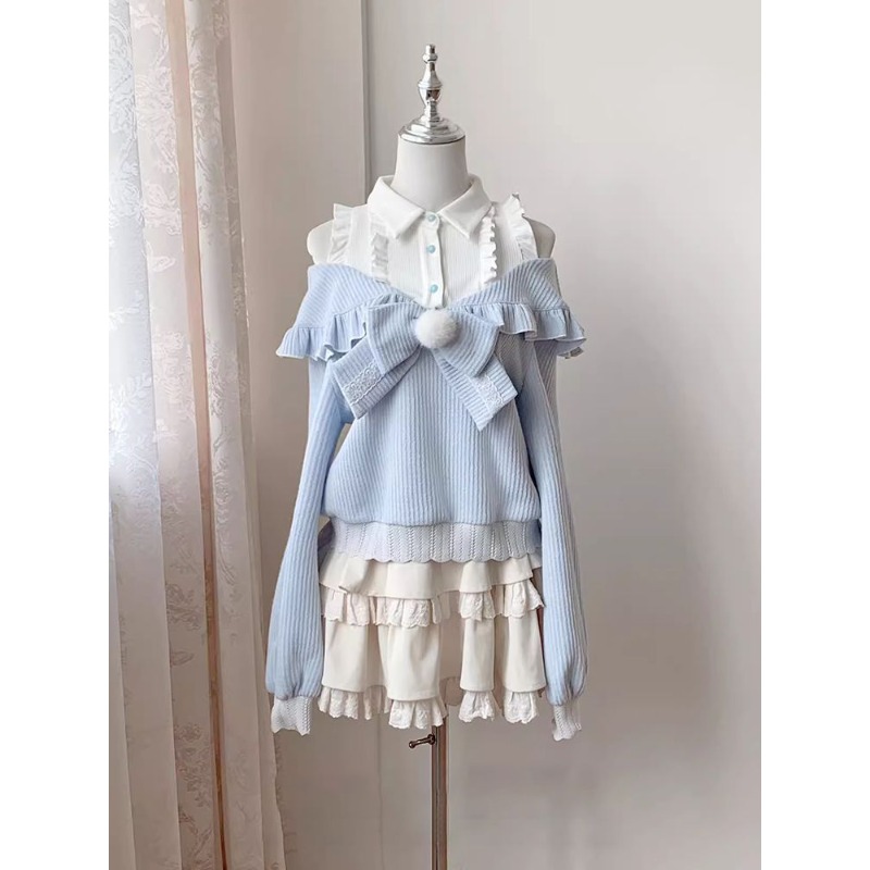 Kawaii Soft Girl Lolita 2-teil – Blouse Off Shoulder Bewertung und Preis