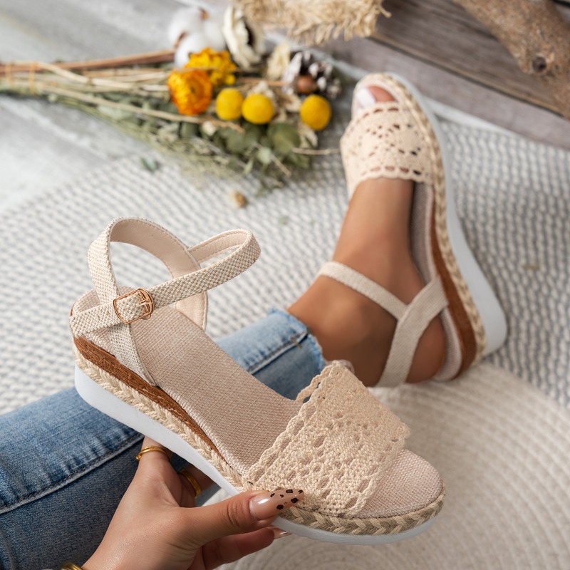 Damen-Sandalen mit Spitze und  – Wedge Espadrille Women Bewertung und Preis