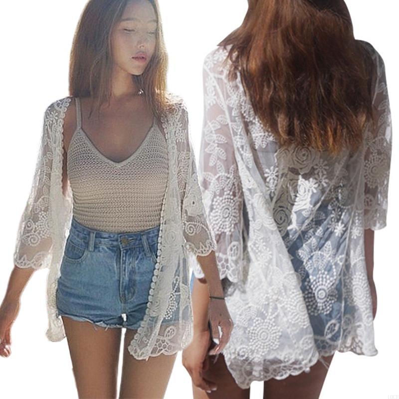 Frauen Spitze offen vorne Kimo – Kimono Sheer Floral Bewertung und Preis