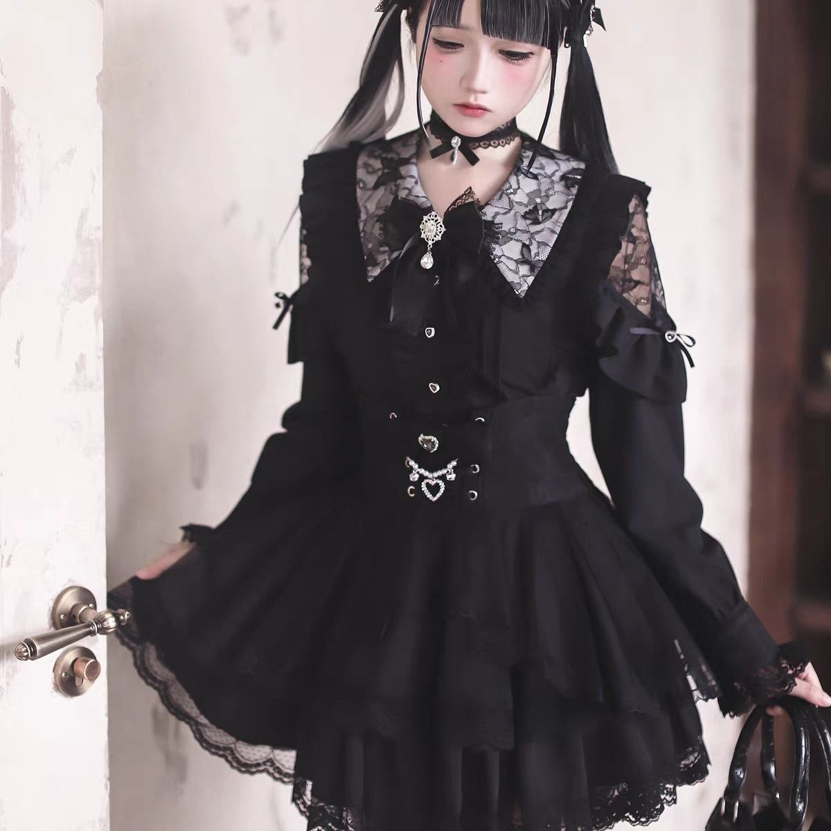 Harajuku Kawaii Rock-Sets für  – Blouse Off Shoulder Bewertung und Preis