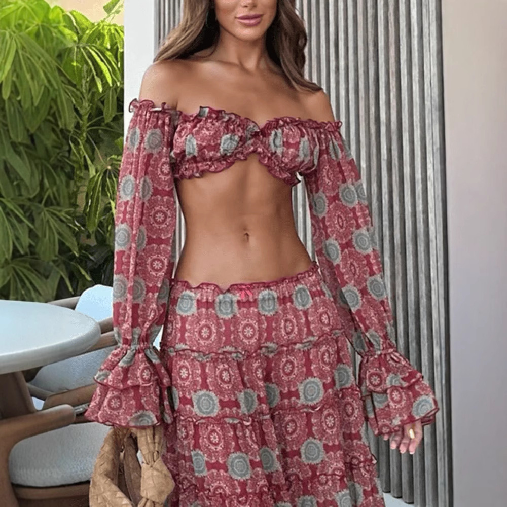 Vintage-Print Rock Zweiteiler  – Romper Floral Print Bewertung und Preis