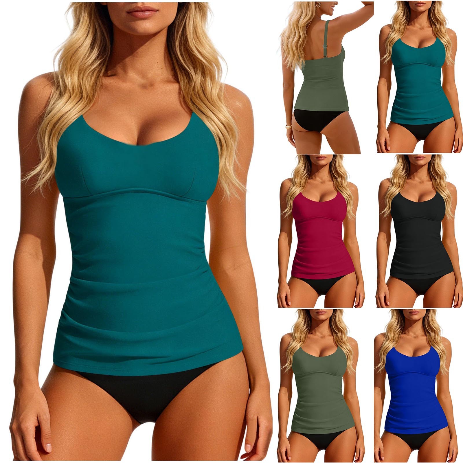 Damen 2026 Tankini in Teal mit – Swimsuit Bikini Ruched Bewertung und Preis