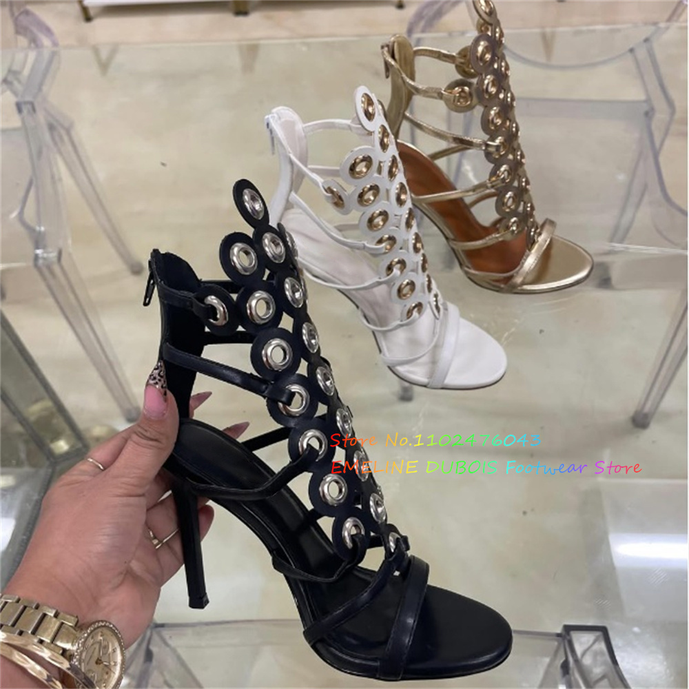 Goldene Metallkreis-Dekor High – Sandal Strappy Heeled Bewertung und Preis