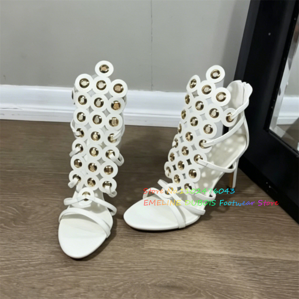 Goldene Metallkreis-Dekor High – Sandal Strappy Heeled Bewertung und Preis