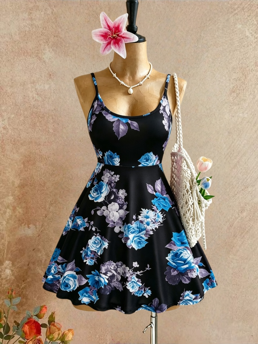 Übergröße Damen Spaghetti-Träg – Romper Floral Print Bewertung und Preis