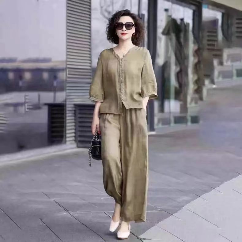 Damen-Set aus Baumwolle und Le – Linen Pant Wide Bewertung und Preis