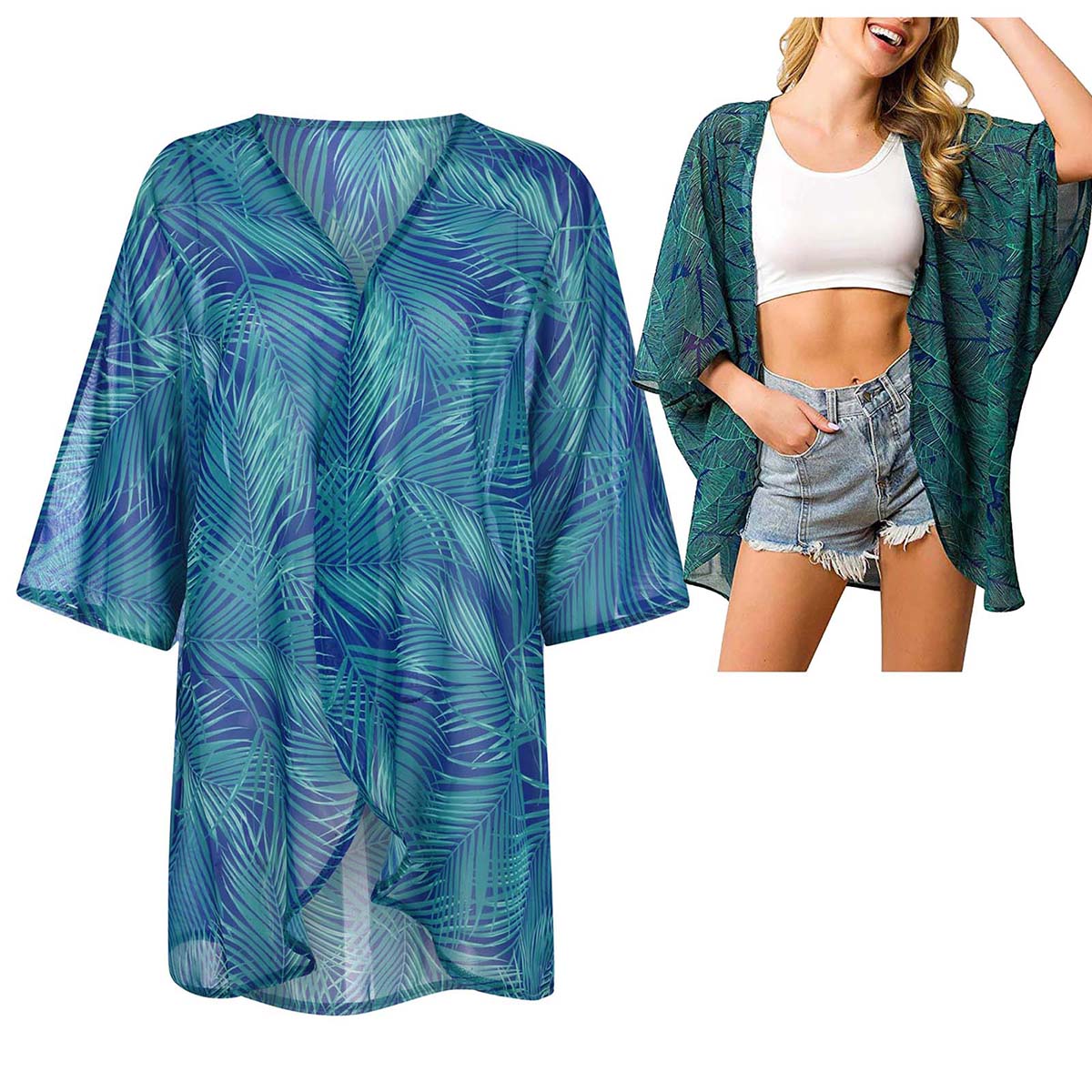 Damen-Kimono-Cardigan aus lock – Kimono Sheer Floral Bewertung und Preis