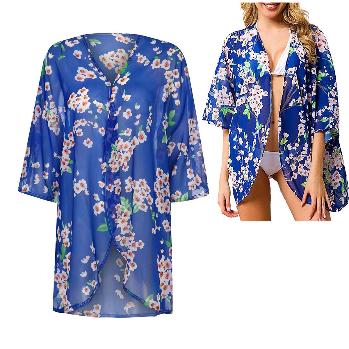 Damen-Kimono-Cardigan aus lock – Kimono Sheer Floral Bewertung und Preis
