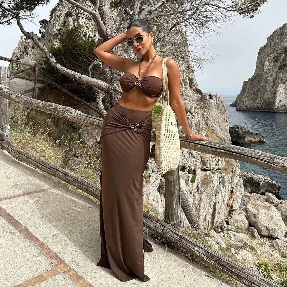 Ärmelloser Tankini-Bikini für  – Swimsuit Bikini Ruched Bewertung und Preis