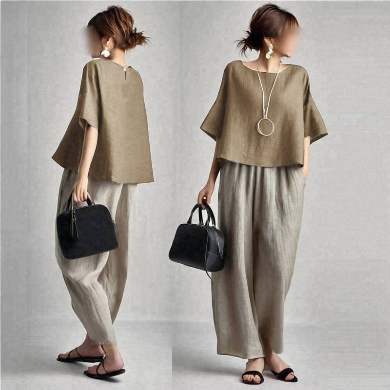 Zweiteiliges Damen-Hosenset Ei – Linen Pant Wide Bewertung und Preis